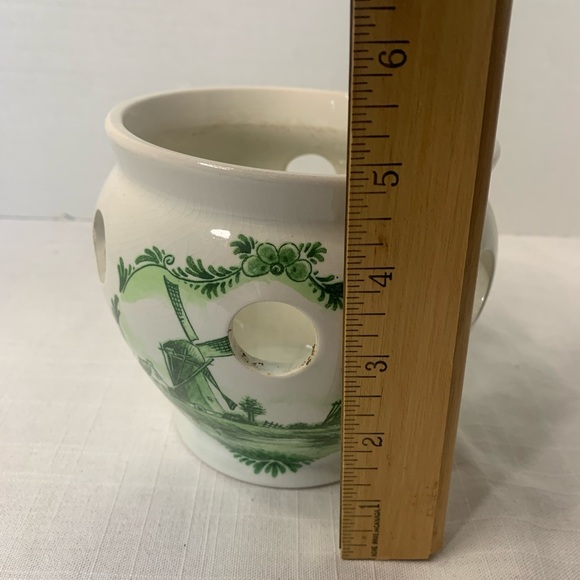 DELFT| Vintage Delft Green Tulip Planter by Brecks - Picture 10 of 11